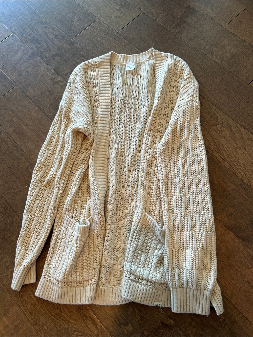 Abercrombie kids.Light Cream Open-Front Knit Cardigan with Pockets
